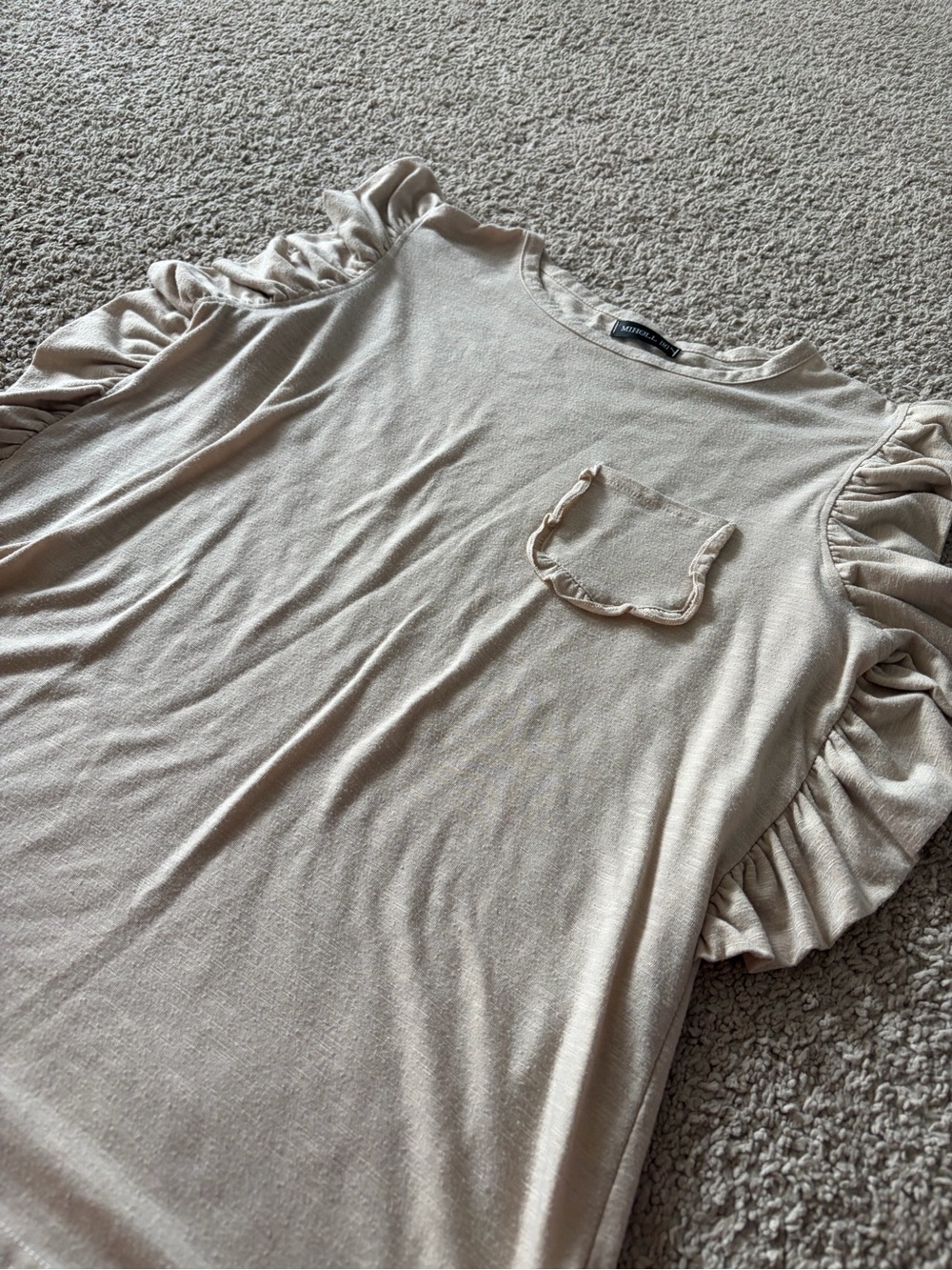Cream Ruffle Sleeve Tank - Picture 2 of 3